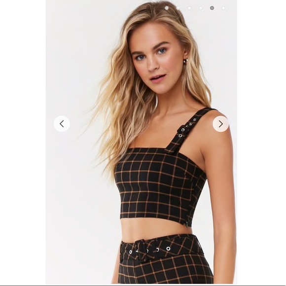 Forever 21 Plaid Crop Top & Pants Set - Picture 4 of 8